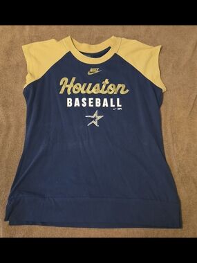 Nike Navy and Yellow Houston Astros Short Sleeve Tee